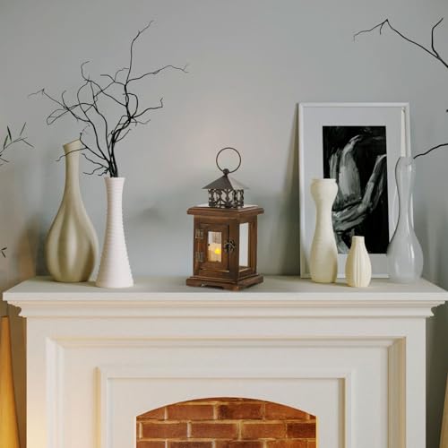 Brown Wooden Candle Holder Lantern T748485