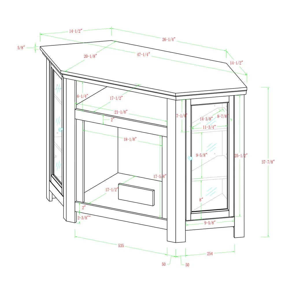 Black Corner Fireplace TV Stand V594