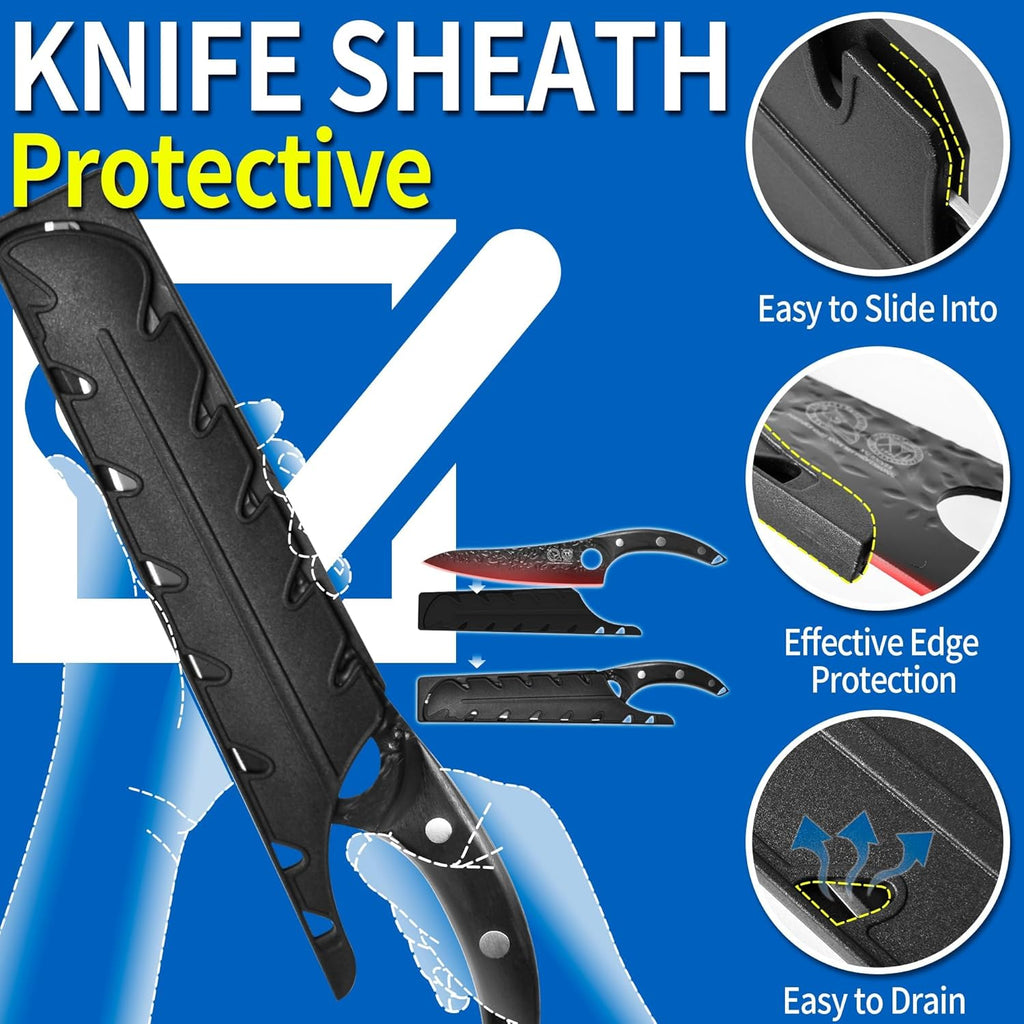 Professional Kitchen Knife Set with High-Carbon Steel Forged Blades, Chef's Knife, Cleaver, Carving Knife, Nakiri, Includes Carrying Bag & Poultry Scissors X8898