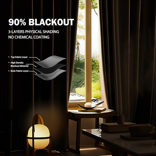Blackout Room Divider Curtain with White Rail, W8.3 x H7ft T837