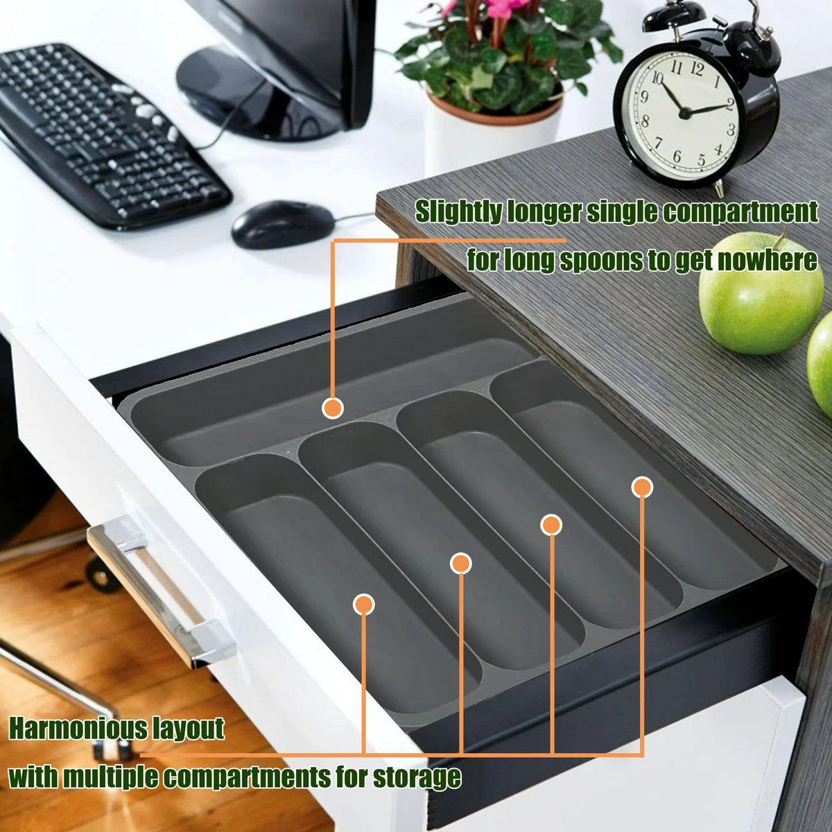 Black Expandable Plastic Silverware Drawer Organizer G850