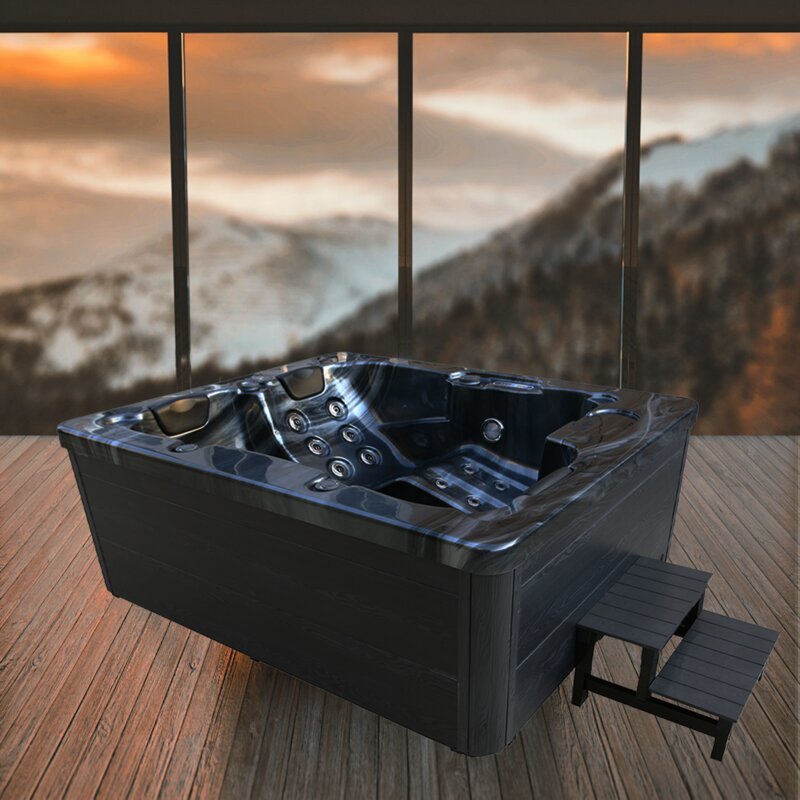 Grey Oak 3-Person Rectangular Acrylic Hot Tub X352327