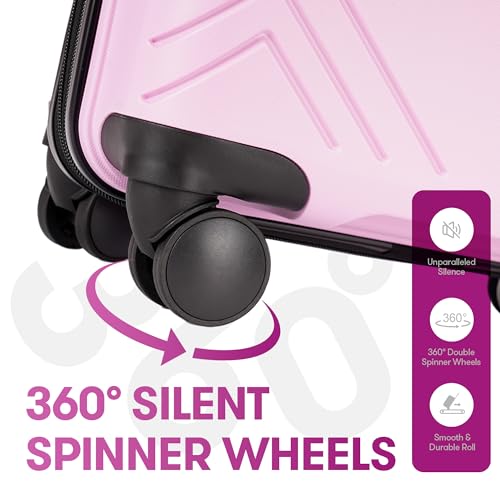 3 Piece Hardside Expandable Luggage Set with Wheels TSA Lock Light Pink X2796