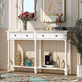 Espresso Wood Narrow Console Table with Drawers and Bottom Shelf Q319