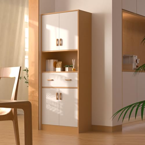 70" Tall Wooden Kitchen Pantry Cabinet with Doors and Drawer S2762