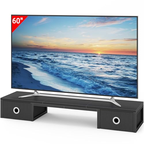 Rustic Brown TV Riser with Fabric Drawers and Steel Legs Q798617