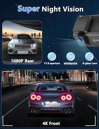 4K+1080P WiFi Dual Dash Cam with 3’’ IPS Screen and 64GB Card L5473