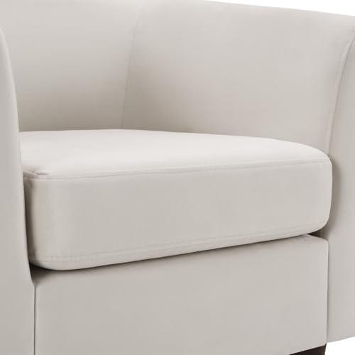White Velvet Accent Barrel Chair with Ottoman M731