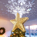 3D Hollow Sparkling Star Christmas Tree Topper with Rotating Projector T260