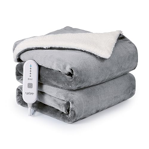 Blue Soft Flannel Electric Throw Blanket 50" x 60" with 5 Heating Levels & 4 Hours Auto Off M13705