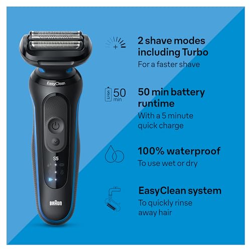 Blue Electric Foil Shaver with Precision Trimmer J587062