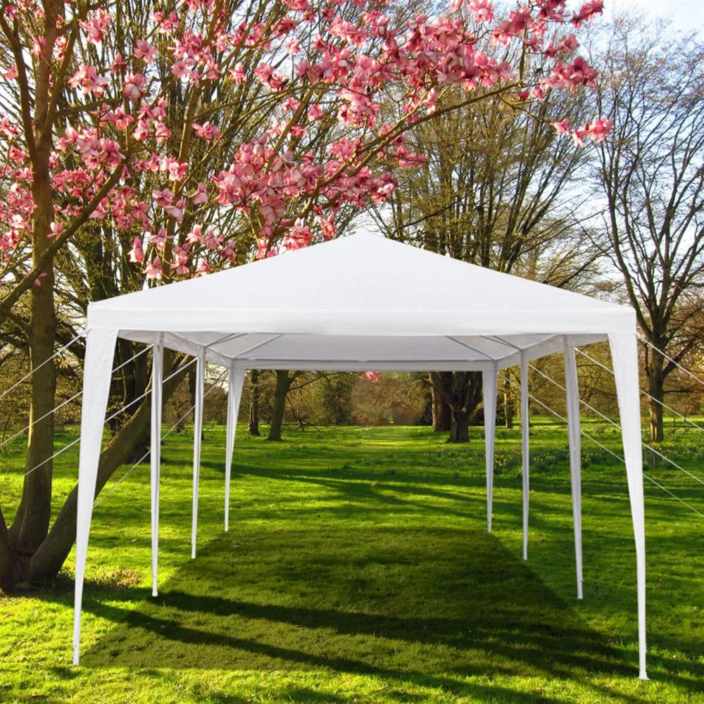 30'x 10' Outdoor Party Tent Waterproof White Canopy with Sidewalls N646205