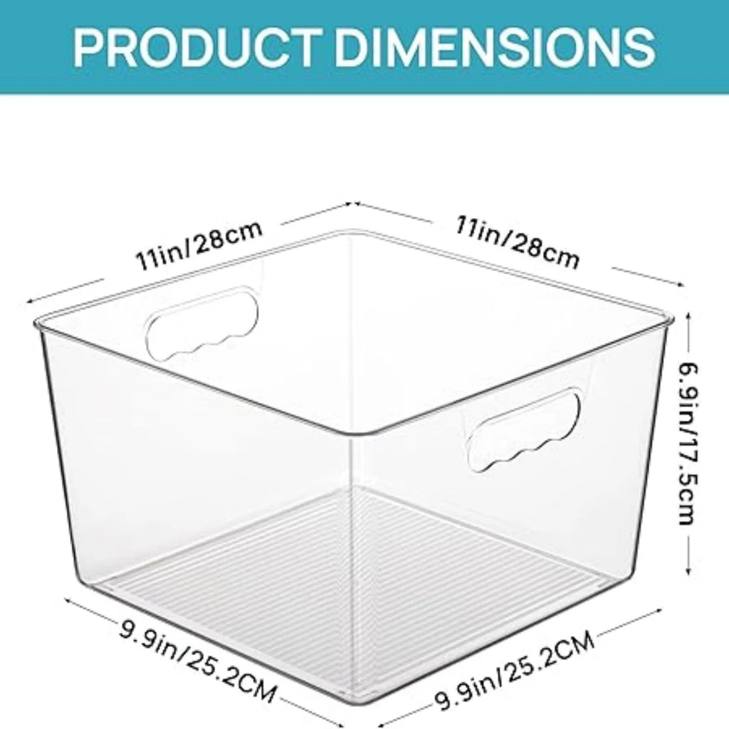 4 Pack Clear Plastic Storage Bins with Handle B2869