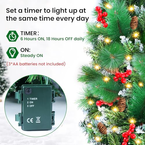 50 LEDs 9FT Prelit Garland P42229