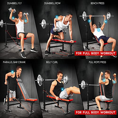 6 in 1 Weight Bench Set with Squat Rack and Barbell Rack K63815