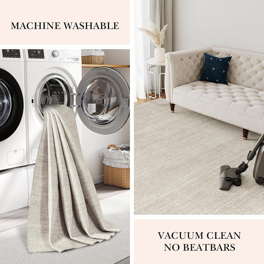 Washable 5x7 Beige Area Rug K1063
