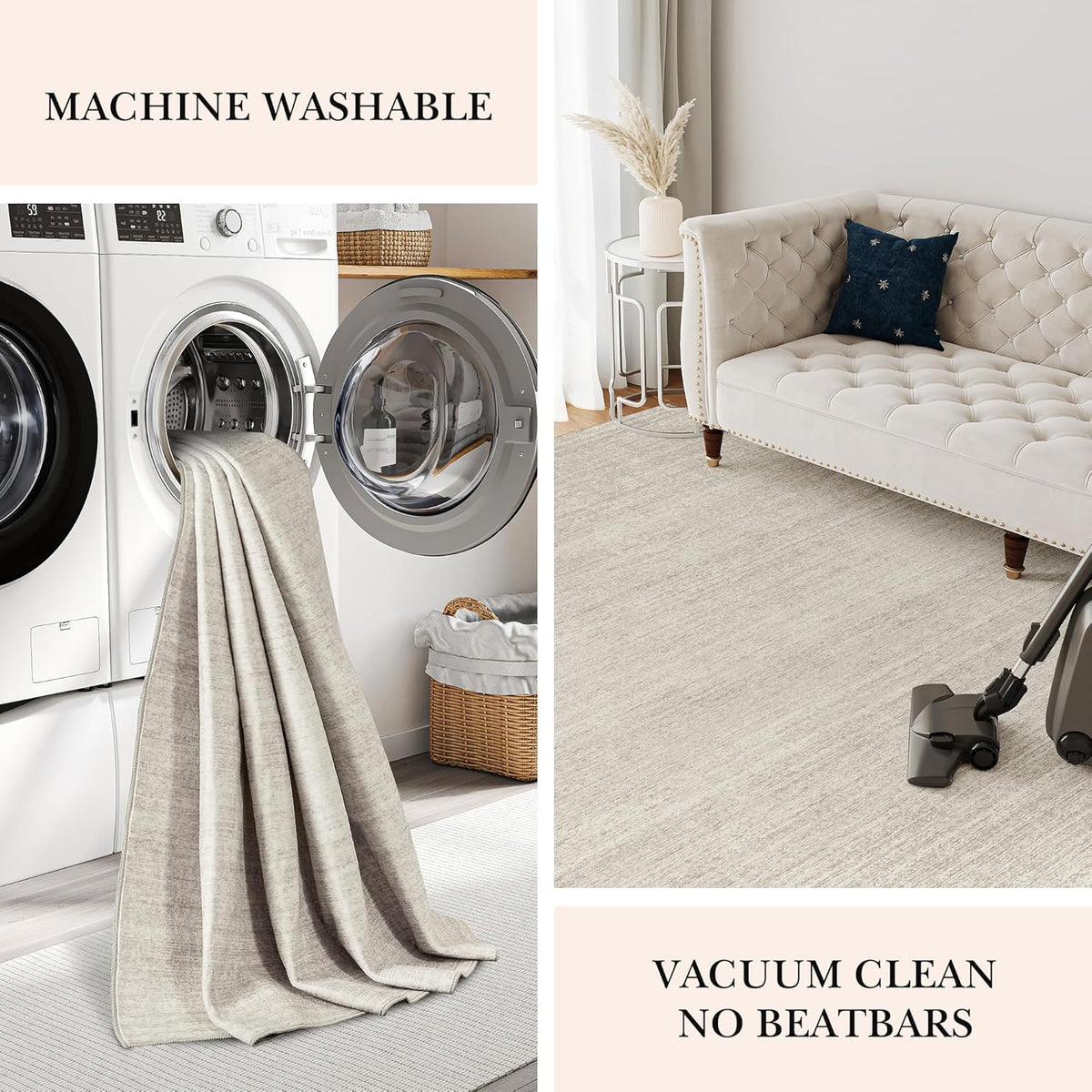 Washable 5x7 Beige Area Rug K1063