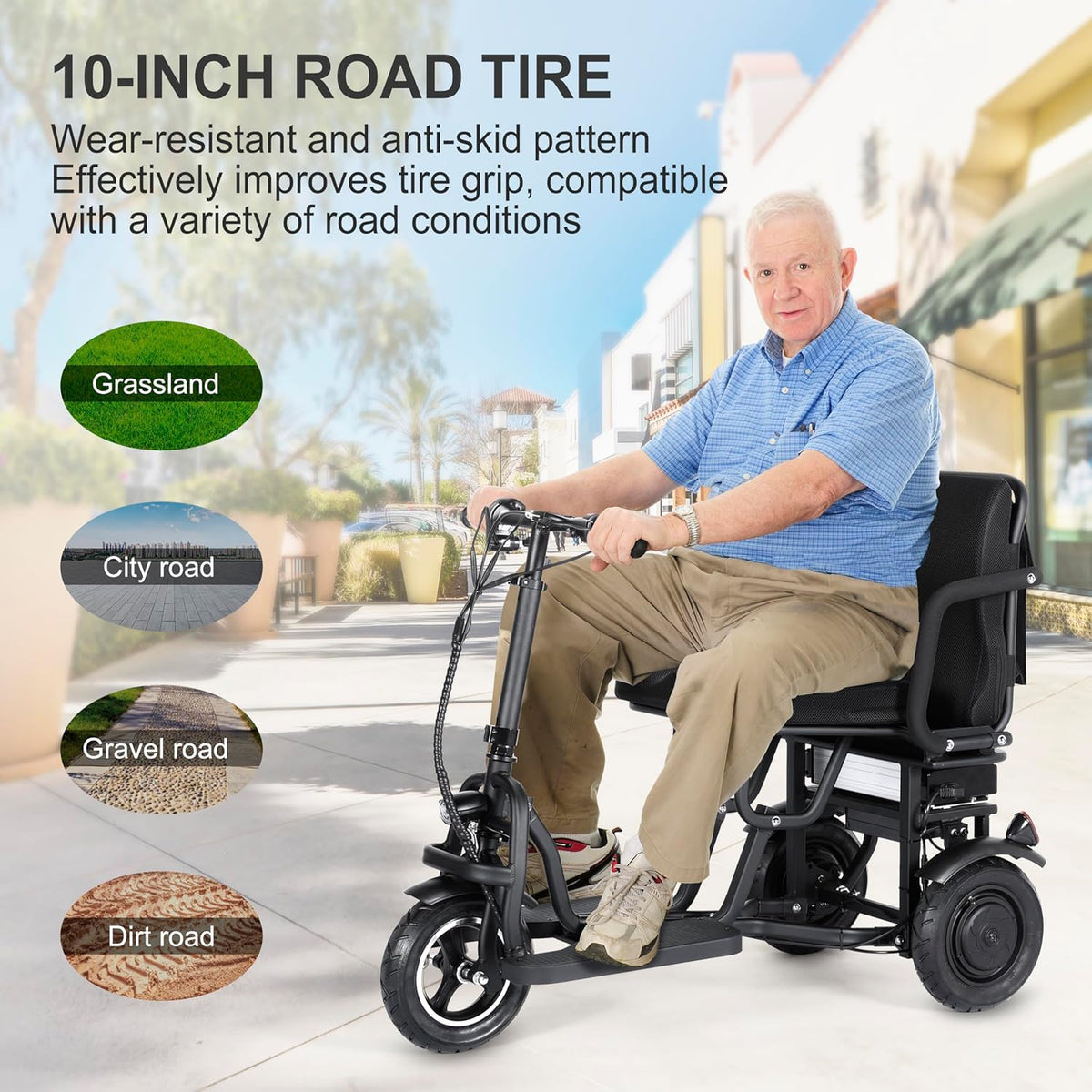 Black 3 Wheel Electric Scooter with Removable Battery J3108
