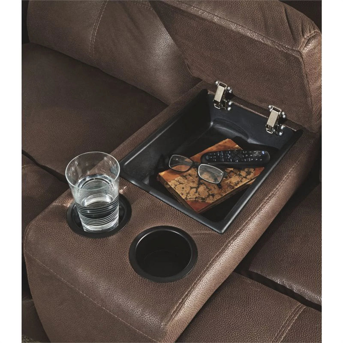 Coffee Reclining Loveseat with Console W69911