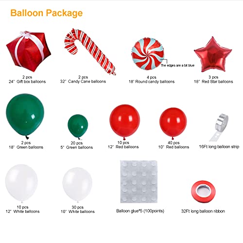 Christmas Balloon Garland Arch Kit with Green Red White Candy Balloons J1690
