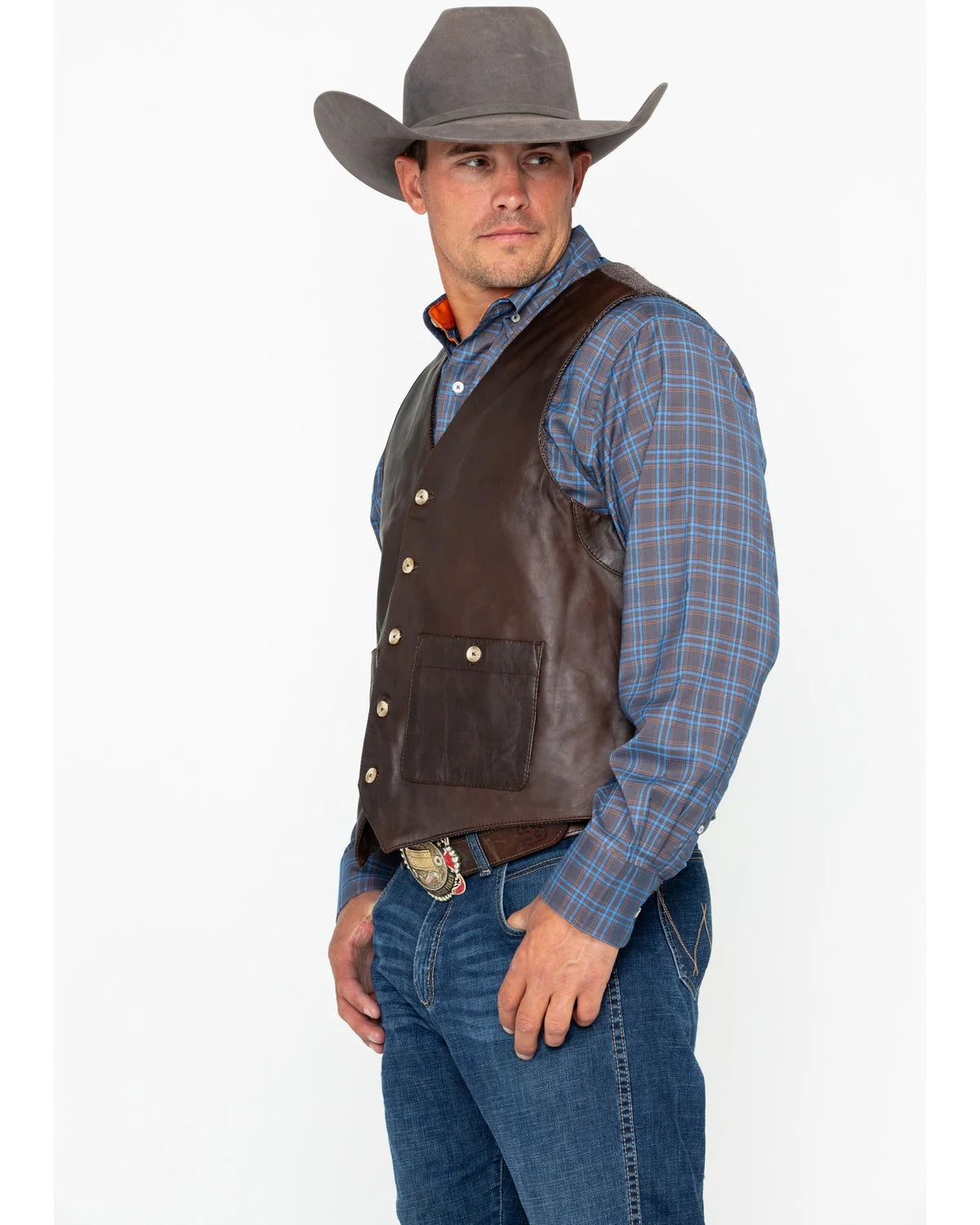 Brown Large Button Pocket Vest F58413