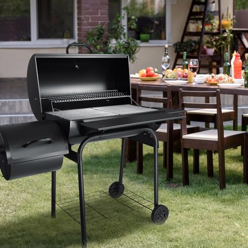 13 Pcs Charcoal Grill with Offset Smoker C845