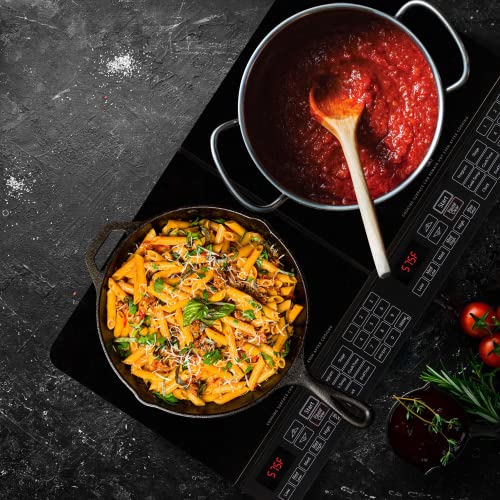 Double Induction Cooktop, 1800W, 2 Large 8” Heating Coils, Independent Controls, 94 Temp Settings, Ceramic Glass Surface Z8770