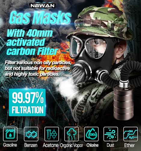 Full Face Gas Mask Respirator with 40mm Activated Carbon Filter W492915