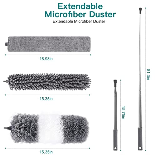 6PCS Microfiber Feather Duster Kits with Long Extension Pole L25625