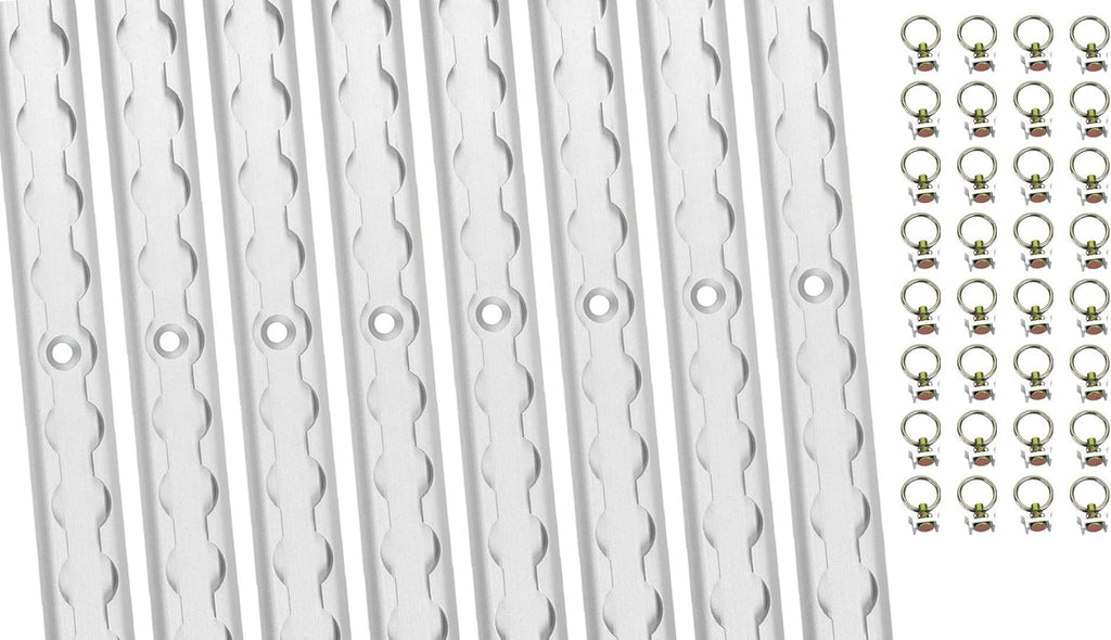 Heavy Duty Aluminum 4ft L-Track (4 Pcs) with Stainless Steel Ring (16 Pcs) Tie Down System M2591