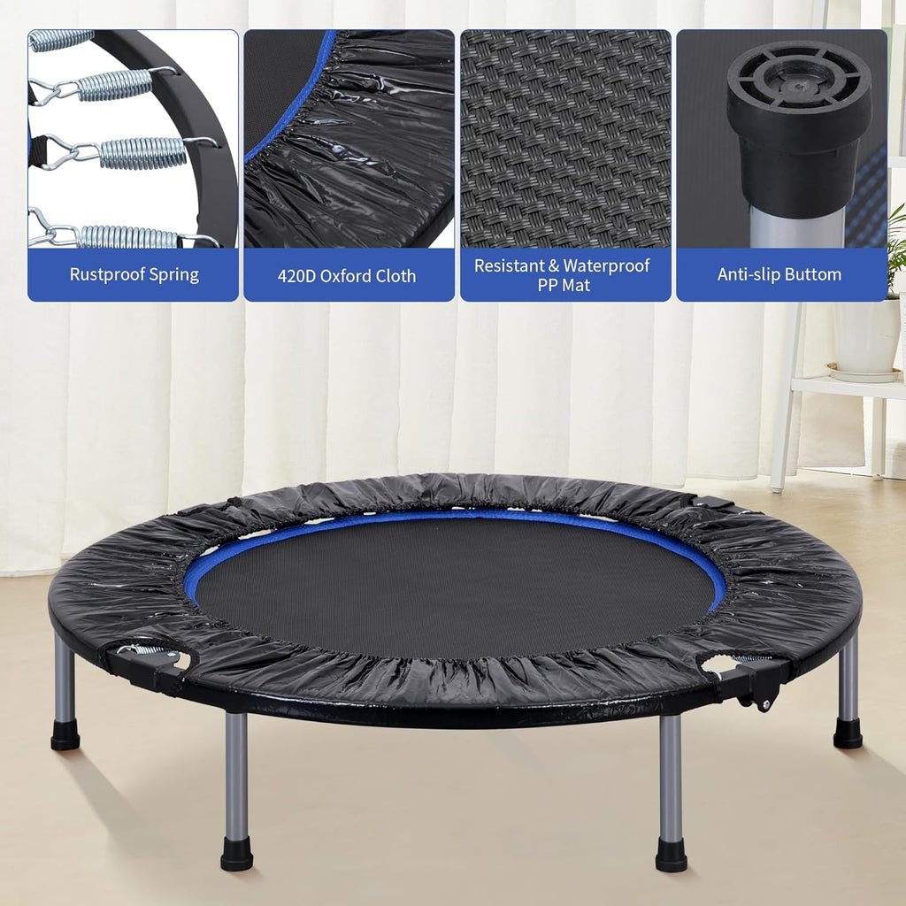 40" Foldable Mini Trampoline Rebounder without Handle Max Load 330lbs B2999