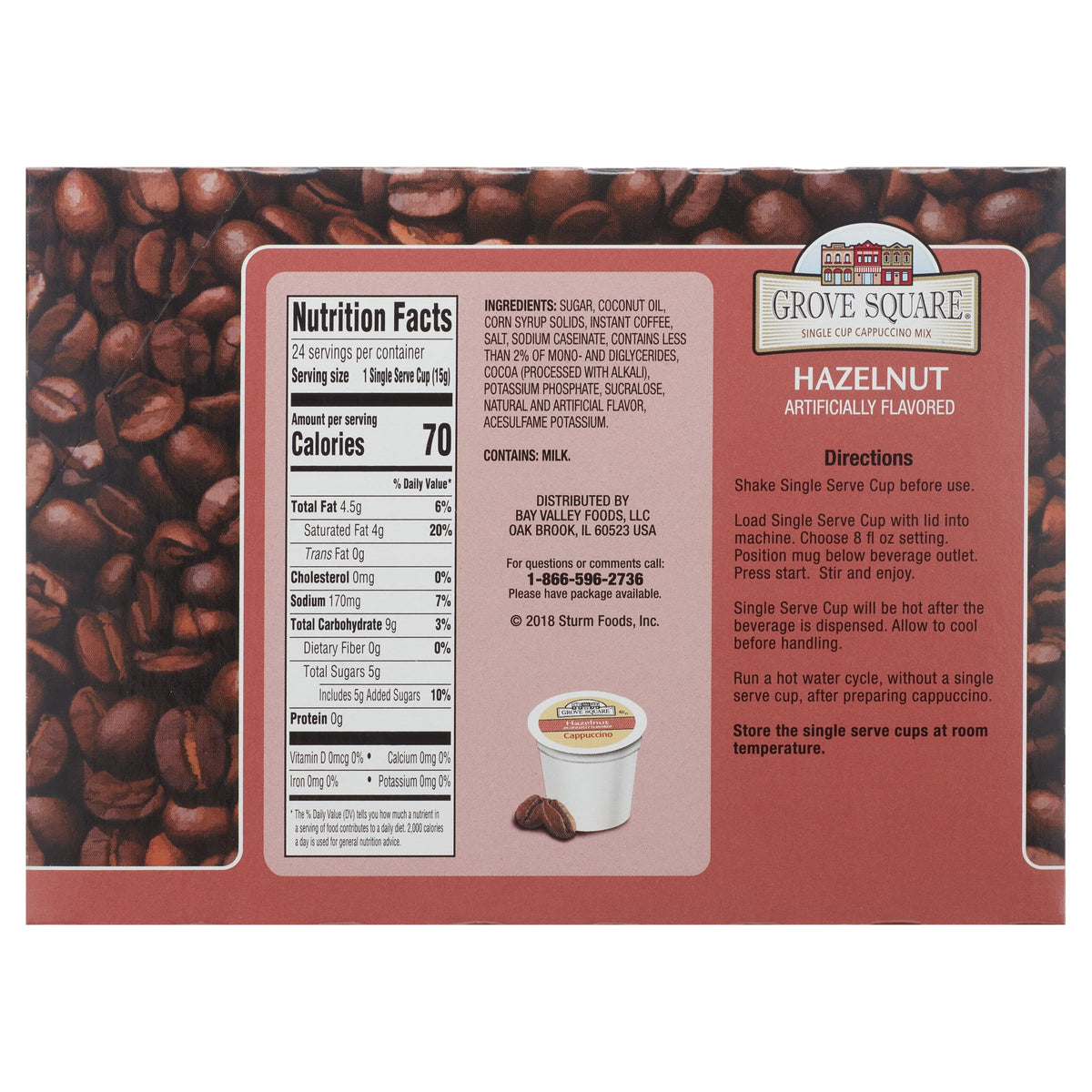 Hazelnut Cappuccino Coffee Pods, 24 Count E300