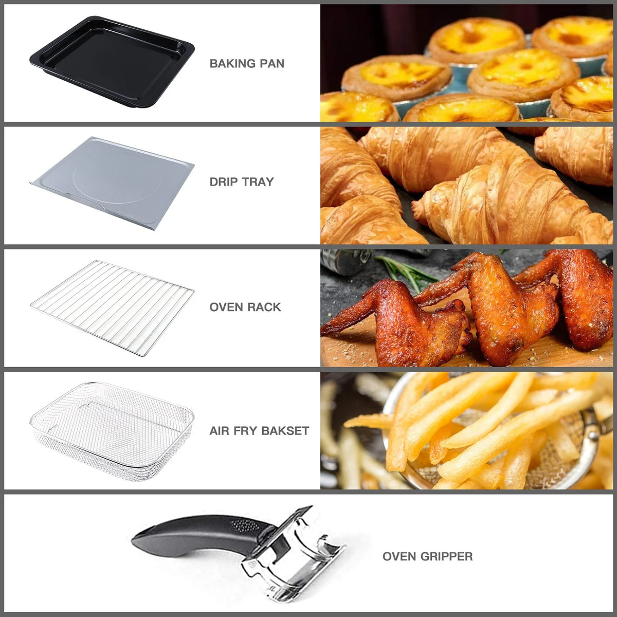 1300W 20Qt Air Fryer Toaster Oven Combo with Non Stick Basket Z896