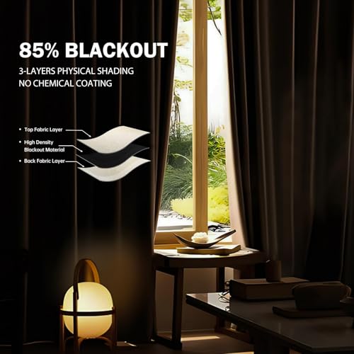 Blackout Room Divider Curtain with White Rail, W8.3 x H7ft T837