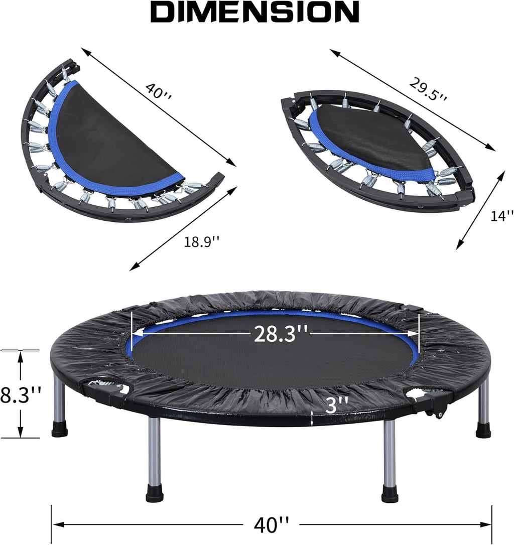 40" Foldable Mini Trampoline Rebounder without Handle Max Load 330lbs B2999
