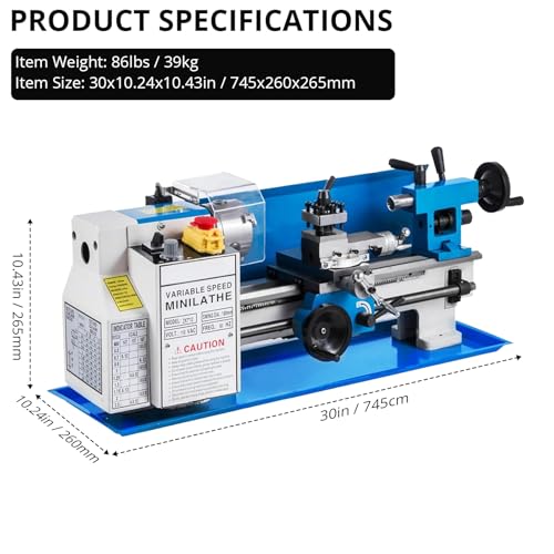 550W Mini Metal Lathe 7" x 12" Benchtop with 3-Jaw Chuck X342864