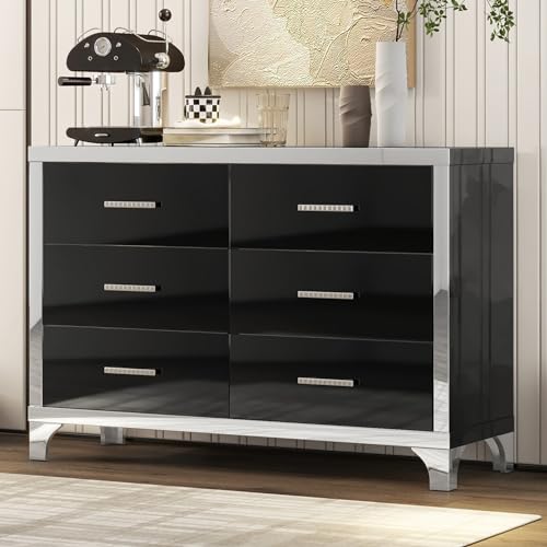 6-Drawer High Gloss Black Dresser W280
