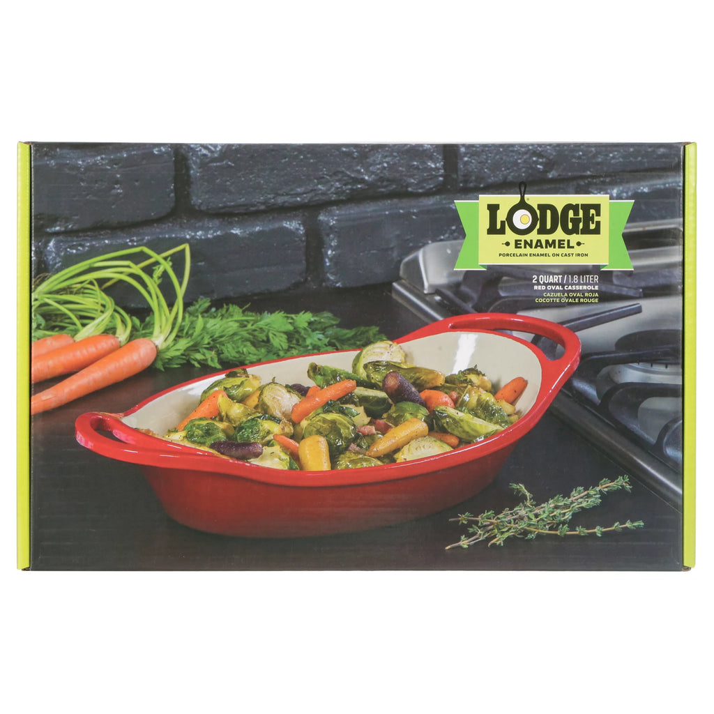 Red Enameled Cast Iron 2 Quart Oval Casserole C68493