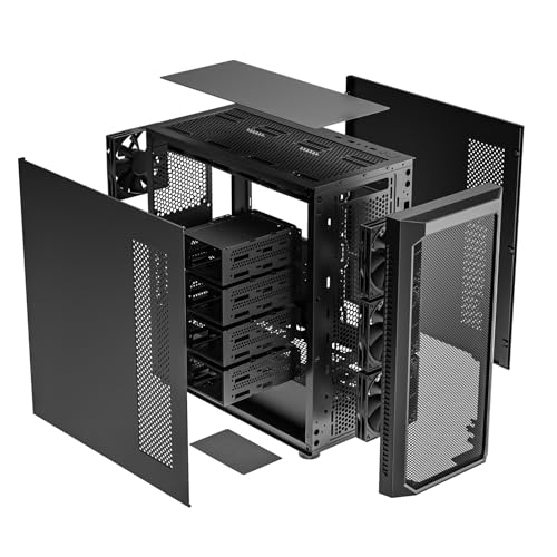 Black Mid Tower Computer Case with 4x120mm Fans T860631