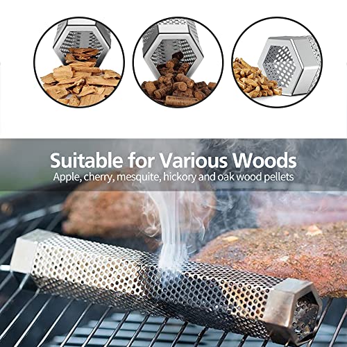 6" & 12" Stainless Steel Smoker Tube Set with Brush and 2 Hooks W746968