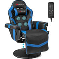 Massage Gaming Chair with Adjustable Backrest and Footrest, Ergonomic High Back PU Leather Swivel Game Chair O141