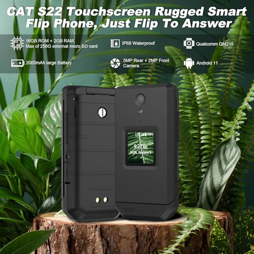 S22 Smart Flip Phone Unlocked 16GB 2.8 Touchscreen Rugged Cell Phone Android 11 IP68 Water Resistant 4G LTE GSM Q186350