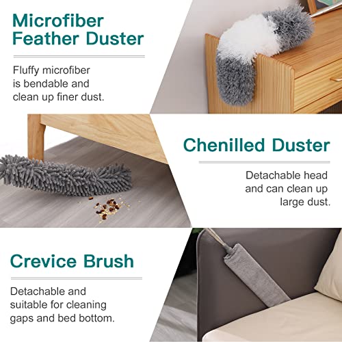 6PCS Microfiber Feather Duster Kits with Long Extension Pole L25625