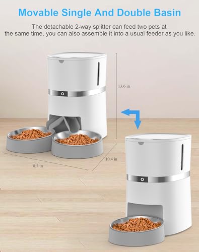 Automatic Cat Feeder with Two-Way Splitter and Double Bowls Y82627