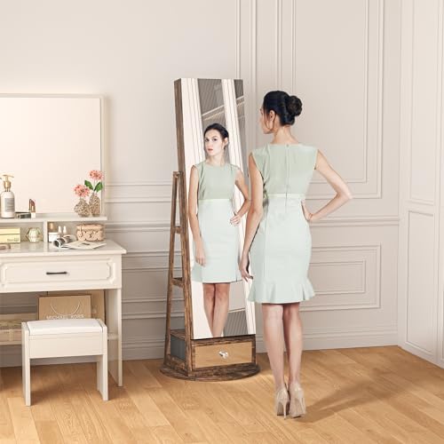 White Jewelry Armoire with LED Light and Full-Length Mirror U629