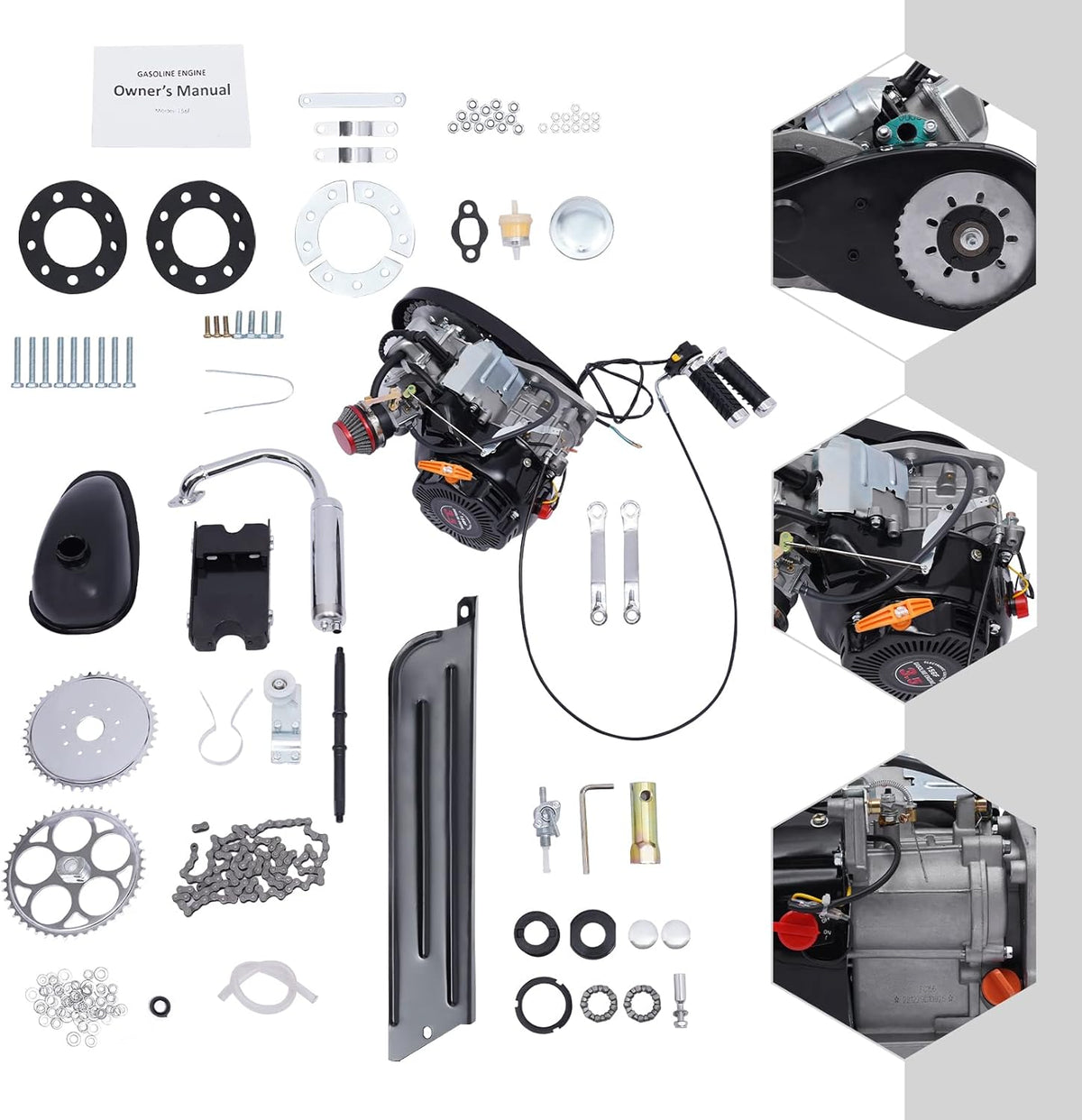 100cc 4-Stroke Gasoline Engine Kit Air-Cooled Motor Chain Drive M852818