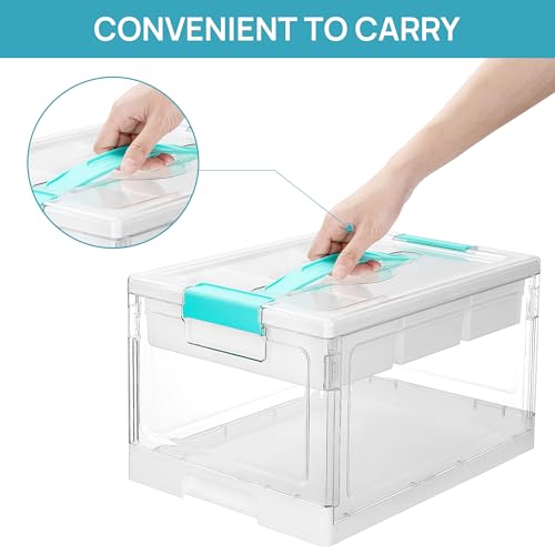 24 QT Clear Plastic Craft Organizers and Storage Box with Removable Trays and Dividers P648463