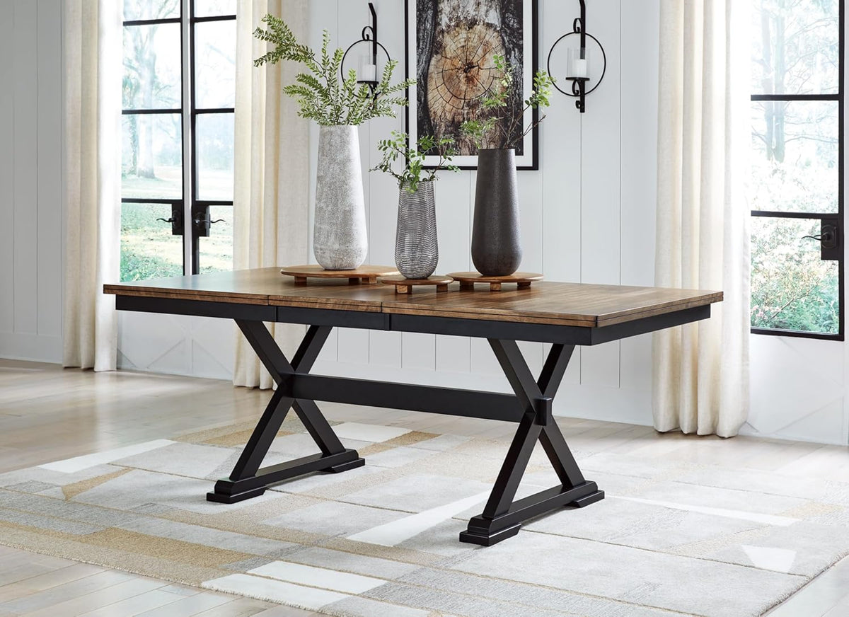 Black & Dark Brown Dining Extension Table A281