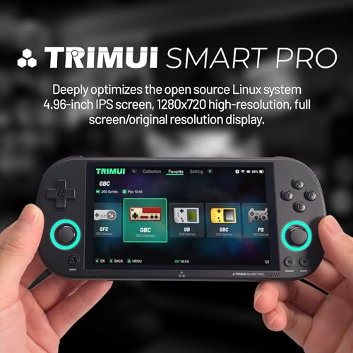 4.96 inch Handheld Game Console Linux System 128G SD Card (Black) D8463