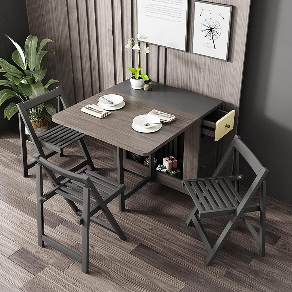 Folding Dining Table Set with 4 Chairs and 2 Wheels V6540